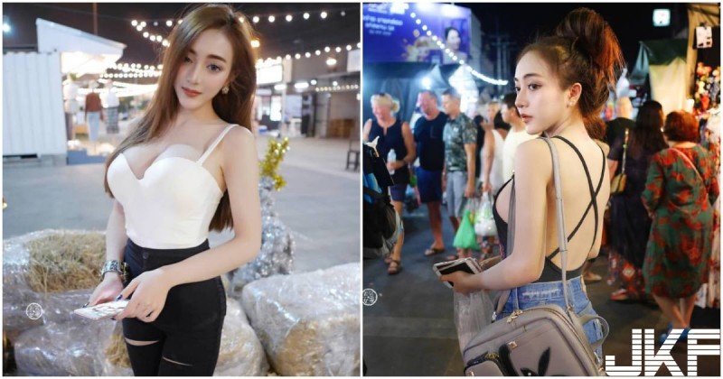 夜市驚見「超爆乳正妹」，側乳南半球外露，路人看了心好癢