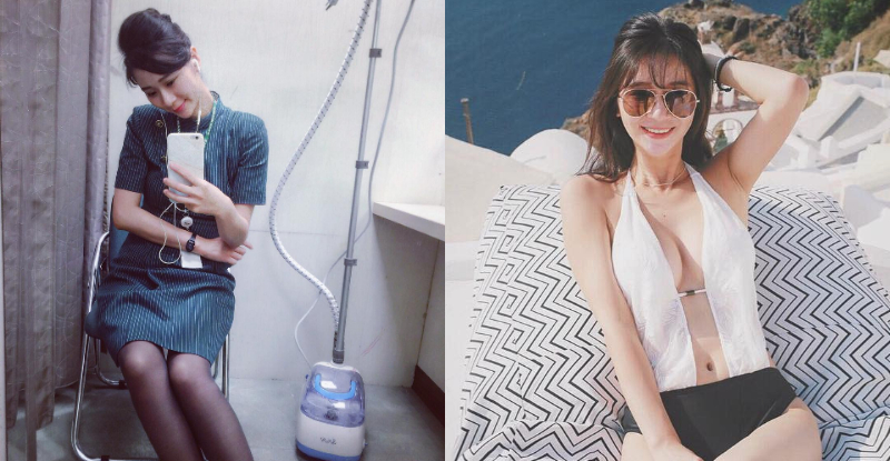 下班限定！甜美系「美乳空姐」事業心好重！國外大曬「飽滿形狀」白嫩女乃！