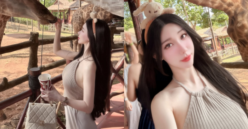 富國島驚見台灣正妹「米優Ｍiyo」，網羨長頸鹿：「視角真讚！」