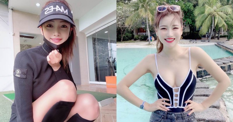 打高爾夫遇見「白嫩美乳妹」，雪白美肌「身材超兇猛」！