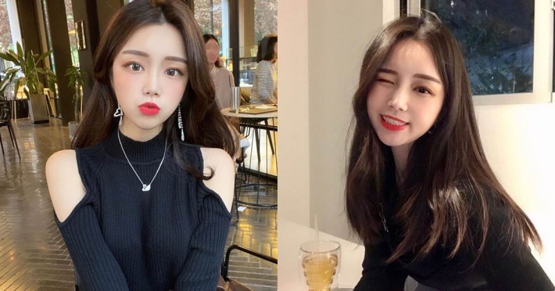 白皙嫩妹「露肩毛衣逼出明顯胸型」，極品好曲線越看越心動！