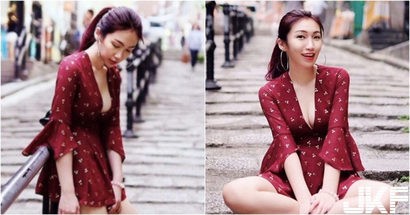 「白嫩奶妹」大街上彎腰！低頭一秒「深Ｖ爆奶」！側邊圓球好像要跑出來啦！